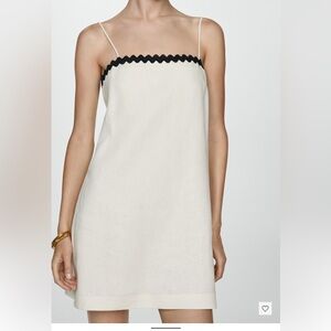 NWT (L, XL) MANGO LINEN DRESS WITH CONTRASTING DETAILS